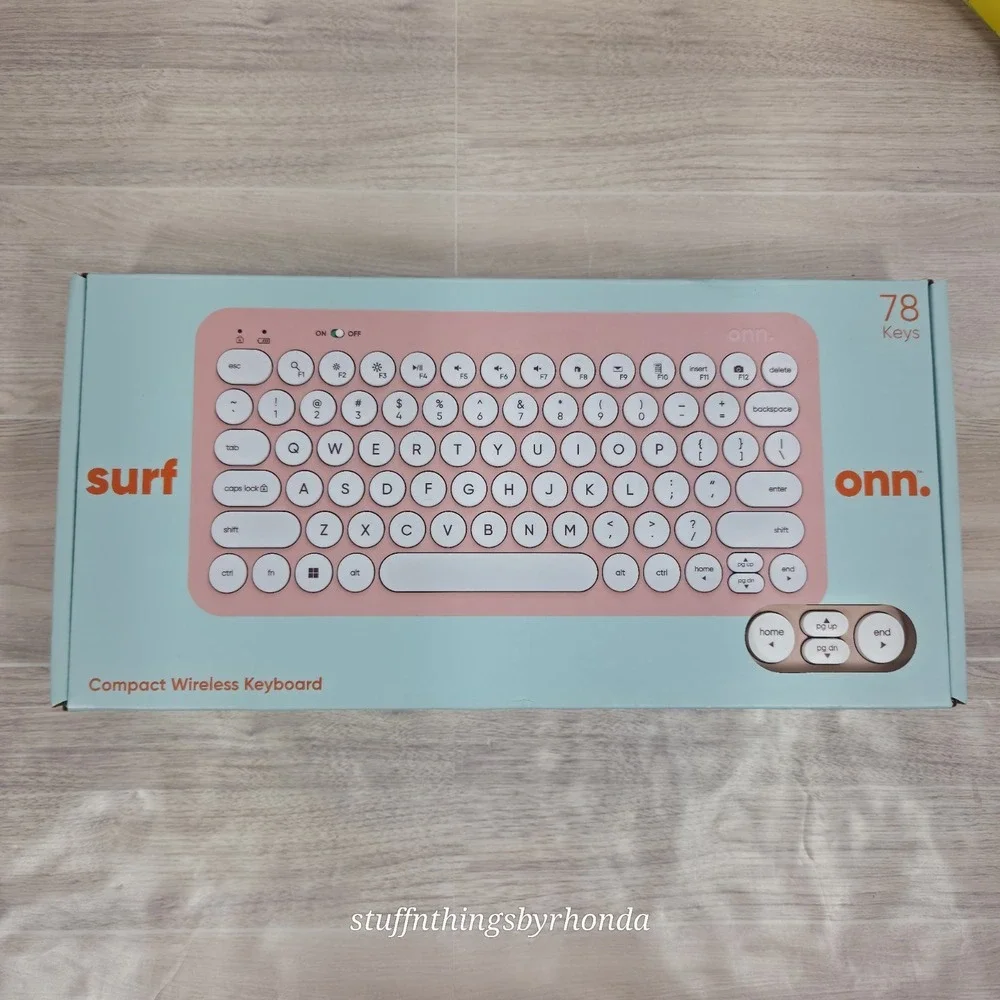 NIB Surf Onn 78 Key Pink Compact Wireless Keyboard Box USB Dongle With Batteries
